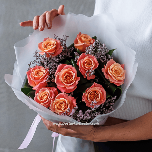Bouquet of pink roses "Vanilla"