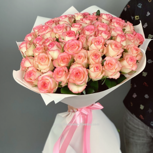 Bouquet of pink roses "Fairy tale" 51 pieces