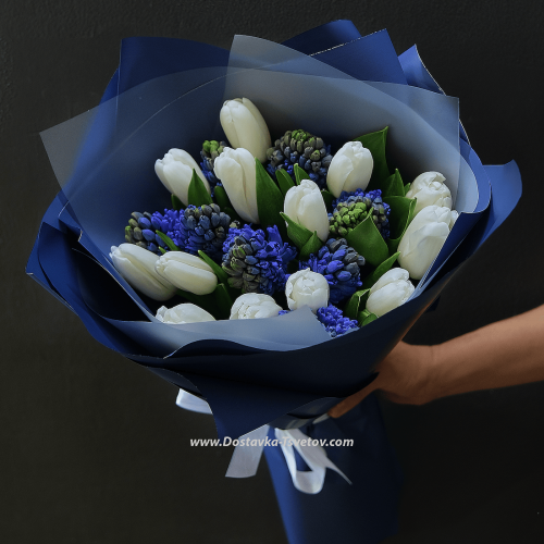 Hyacinths and tulips "Russia"