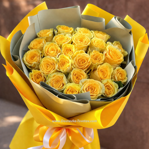 25 yellow roses "Amber Ray"