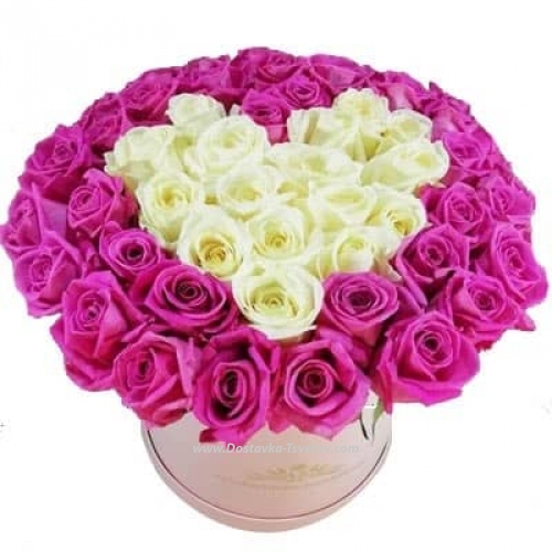 Composition in the form of a heart "Sweet Rose"