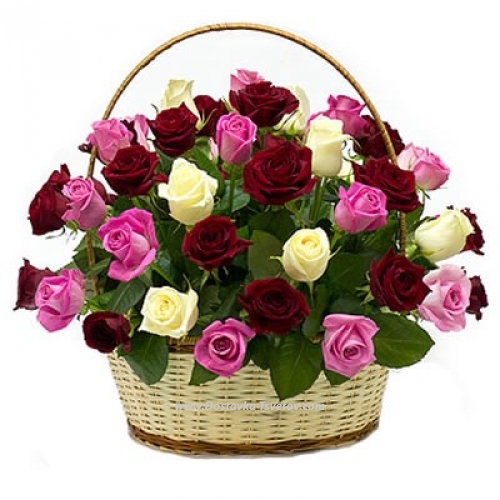 Basket of roses "Spring Waltz"