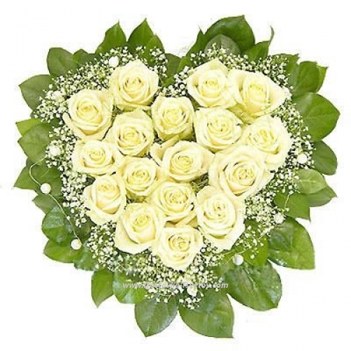 Heart of white roses "Bead"